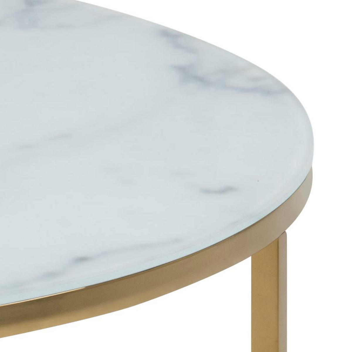 COUCHTISCH Ø80 cm weiss Marmorprint, goldenes Chrom - Weiß, Holzwerkstoff (80/80/45cm) - ebuy24