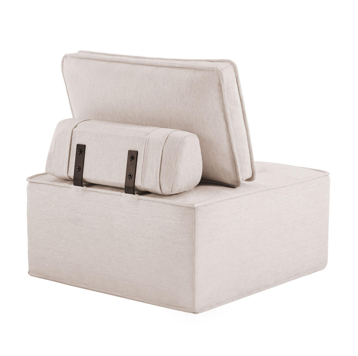 SESSEL 81/81/81 cm mit flexibler Kombination, ergonomischem Komfort und Leinenbezug, Beige - Beige, Holzwerkstoff (81/81/81cm) - Redom
