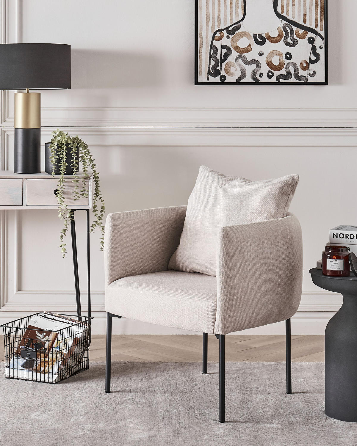 SESSEL Hellbeige Malmos - Beige/Schwarz, Textil (62/68/62cm) - Beliani