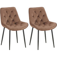 STUHL 2er Set Samt braun - Schwarz/Braun, Textil/Metall (52/84/59cm) - CLP