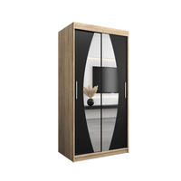 SCHWEBETÜRENSCHRANK 200/100/62 2-türig - Silberfarben/Schwarz, Holz/Kunststoff (100/200/62cm) - Abiks Möbel