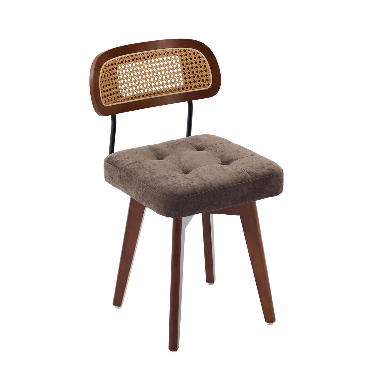 STUHL-SET 2 Stück Rattan-Rückenlehne, DE-42279, Braun - Braun, Metall (50/77/43cm) - ComfortXL