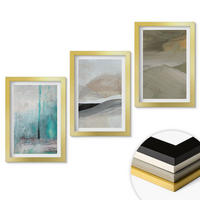 WANDBILDER 3er Set - 20x30 cm Goldrahmen - Gemalte abstrakte Dekorationen - Goldfarben, Kunststoff (20/30cm) - ArtPrintCave