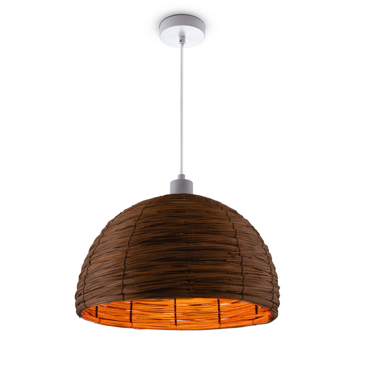 PENDELLEUCHTE Hugo Pd1 Gogo - Dunkelbraun/Weiß, Metall (36/36/25.5cm) - Paco Home