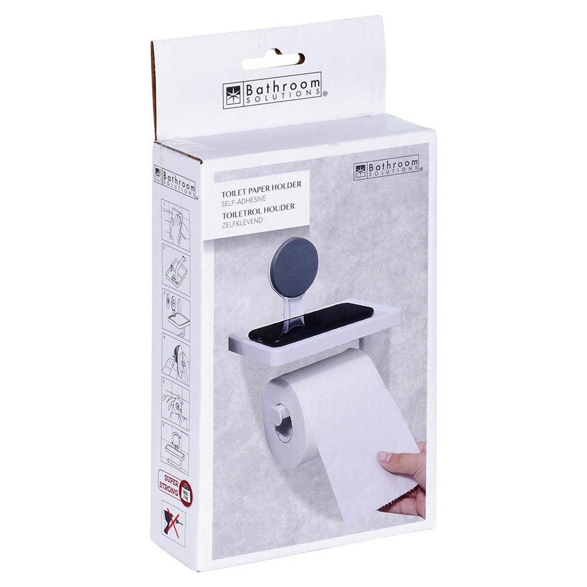 TOILETTENPAPIERHALTER mit Ablage Saugnapf Kunststoff Weiß - Weiß, Kunststoff (18/17.5/11.5cm) - Bathroom solutions