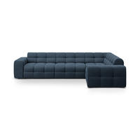 ECKSOFA rechts Kendal aus strukturiertem Stoff marineblau 6 Sitzplätze - Blau, Textil (231/332cm) - Micadoni