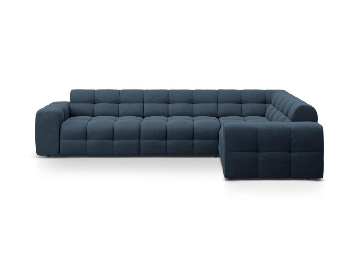 ECKSOFA rechts Kendal aus strukturiertem Stoff marineblau 6 Sitzplätze - Blau, Textil (231/332cm) - Micadoni