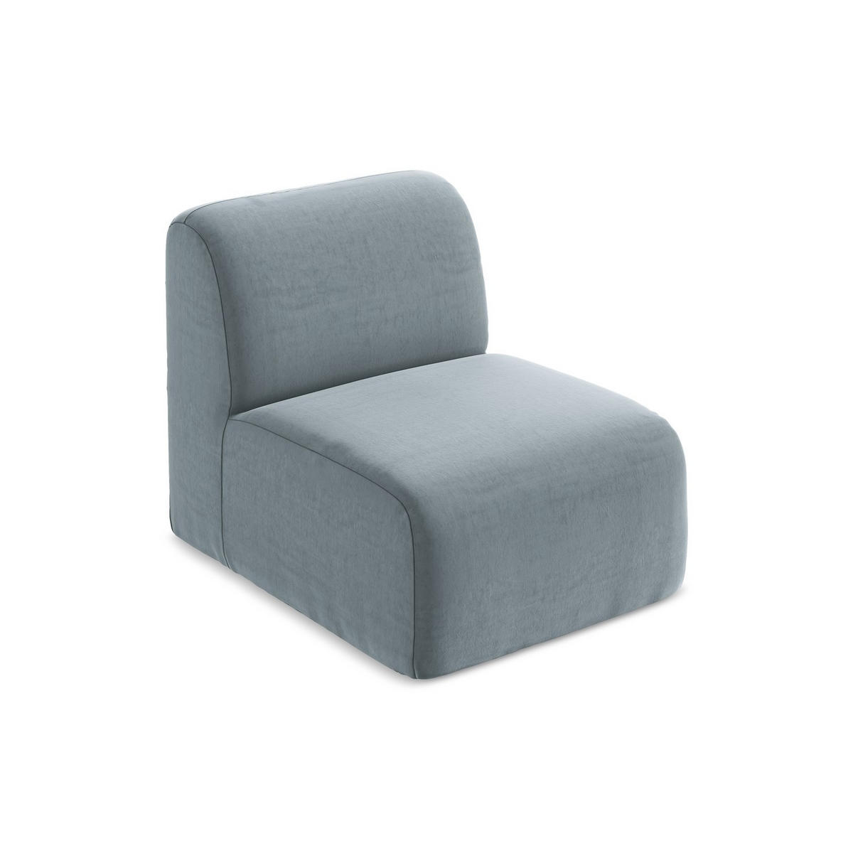 SOFAELEMENT Samt Stoff Blau - Schwarz/Hellblau, Holzwerkstoff/Kunststoff (70/75/94cm) - LaMiaSofa