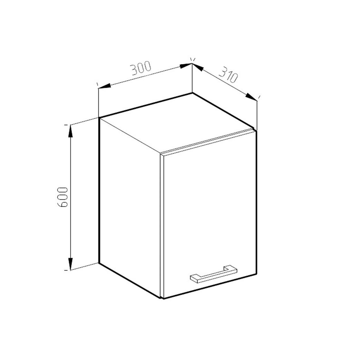 HÄNGESCHRANK R-Line Goldkraft Eiche 30 cm J-Shape - Anthrazit/Eiche Wotan, Holzwerkstoff (30/60/31cm) - Vicco