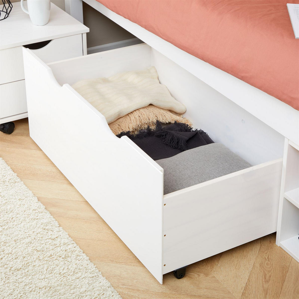SCHUBLADENBETT SABRINA 90X200 CM - Weiß, Holz (90/200cm) - IDIMEX