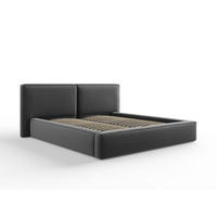 BETT mit Bettkasten und Kopfteil Jodie aus Samt grau 180x200cm - Grau, Textil (180/200cm) - Micadoni