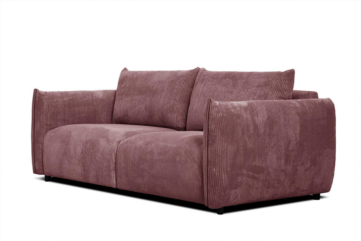 SOFA TAUER 3-Sitzer, altrosa - Schwarz/Altrosa, Holzwerkstoff/Kunststoff (112/84/206cm) - Courtois Laville