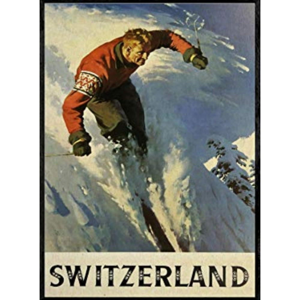 POSTER Europäische Berge Skifahren Schweiz A4 Rahmenlos - Klar, Papier (29.7/5/21cm) - Nacnic