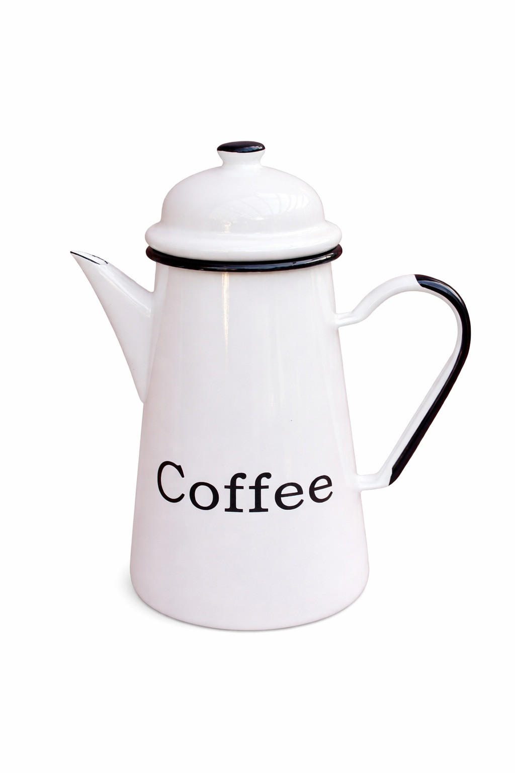 KAFFEEKANNE 578TB Coffee emailliert 22cm Wasserkanne Kanne Emaille Nostalgie Teekanne - Weiß, Metall (1.2L) - DanDiBo