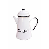 KAFFEEKANNE 578TB Coffee emailliert 22cm Wasserkanne Kanne Emaille Nostalgie Teekanne - Weiß, Metall (1.2L) - DanDiBo