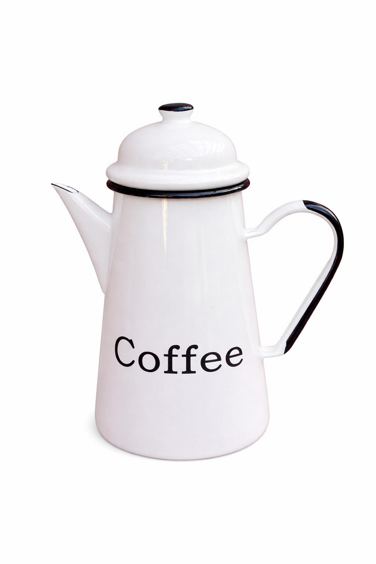 KAFFEEKANNE 578TB Coffee emailliert 22cm Wasserkanne Kanne Emaille Nostalgie Teekanne - Weiß, Metall (1.2L) - DanDiBo
