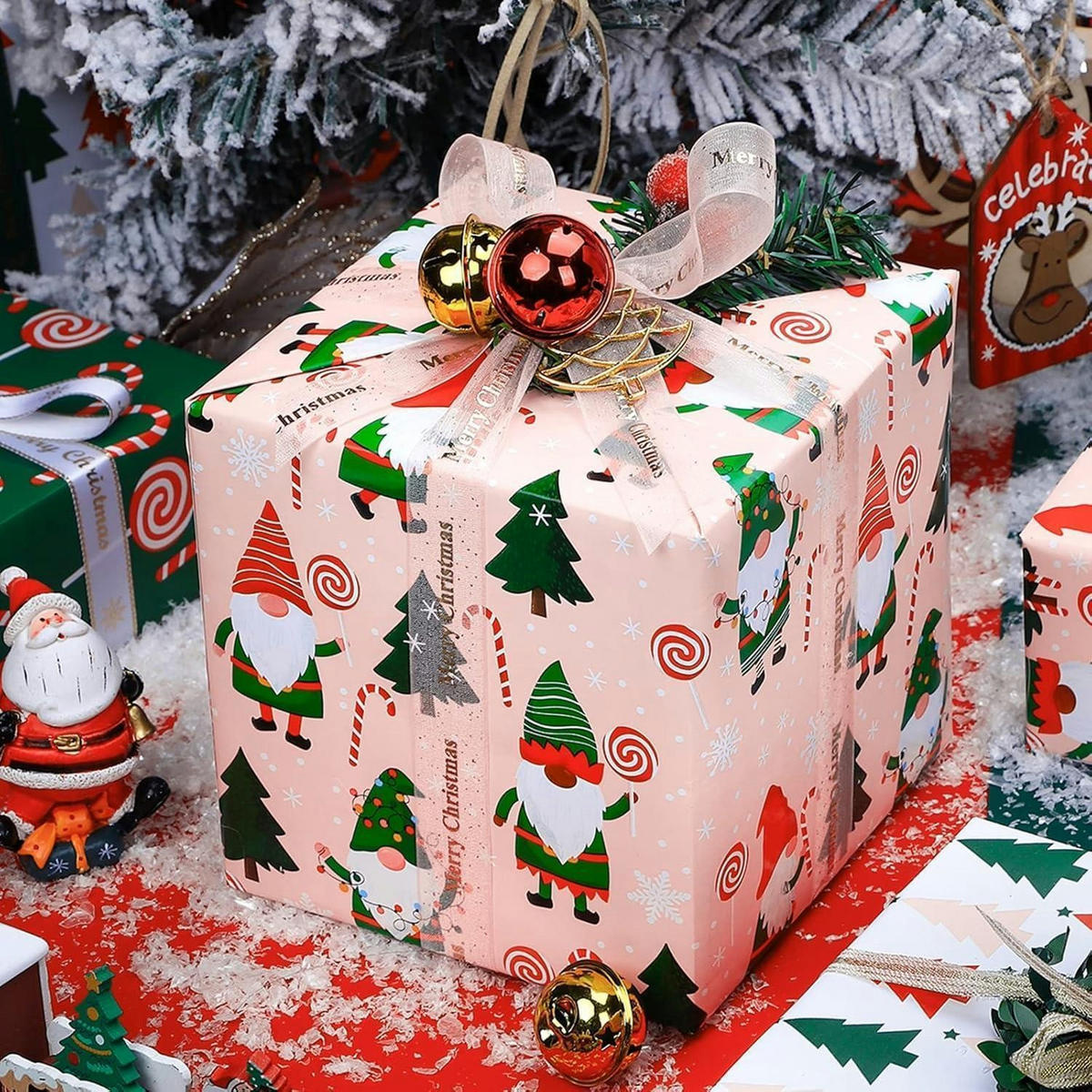 GESCHENKPAPIER Mini-Rolle 43,2 cm x 10 m Wendbar Weihnachtsmotiv - Multicolor, Papier (4/44/4cm)