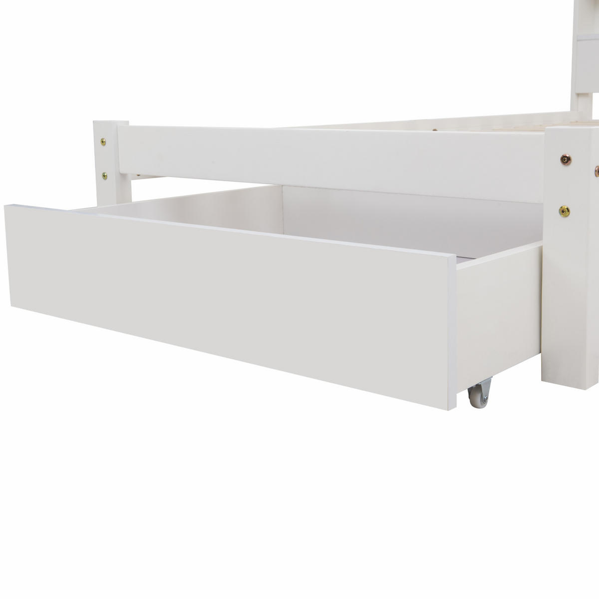 EINZELBETT 90/200 cm Weiß mit Bücherregal und Schubladen - Weiß, Holz (90/200cm) - OKWISH