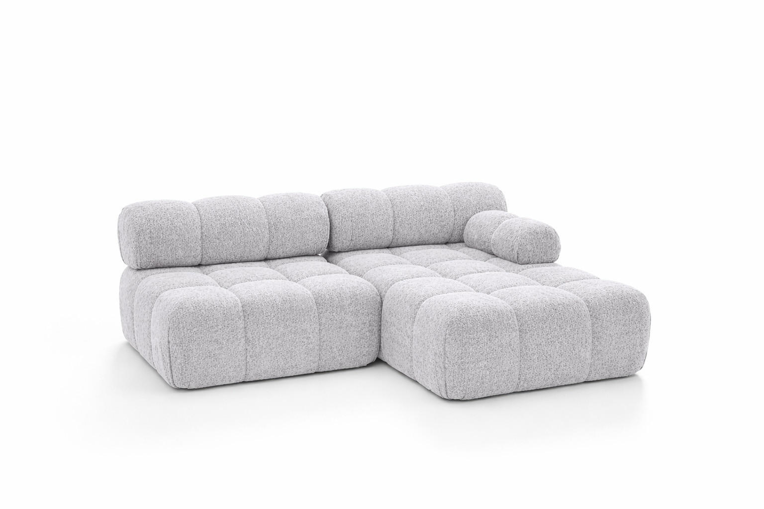 ECKSOFA L-Form Mini II Modular, Bouclé-Stoff Abriamo, Hellgrau, Rechts, Selia - Hellgrau, Holz (190/160cm) - Kaiser Möbel