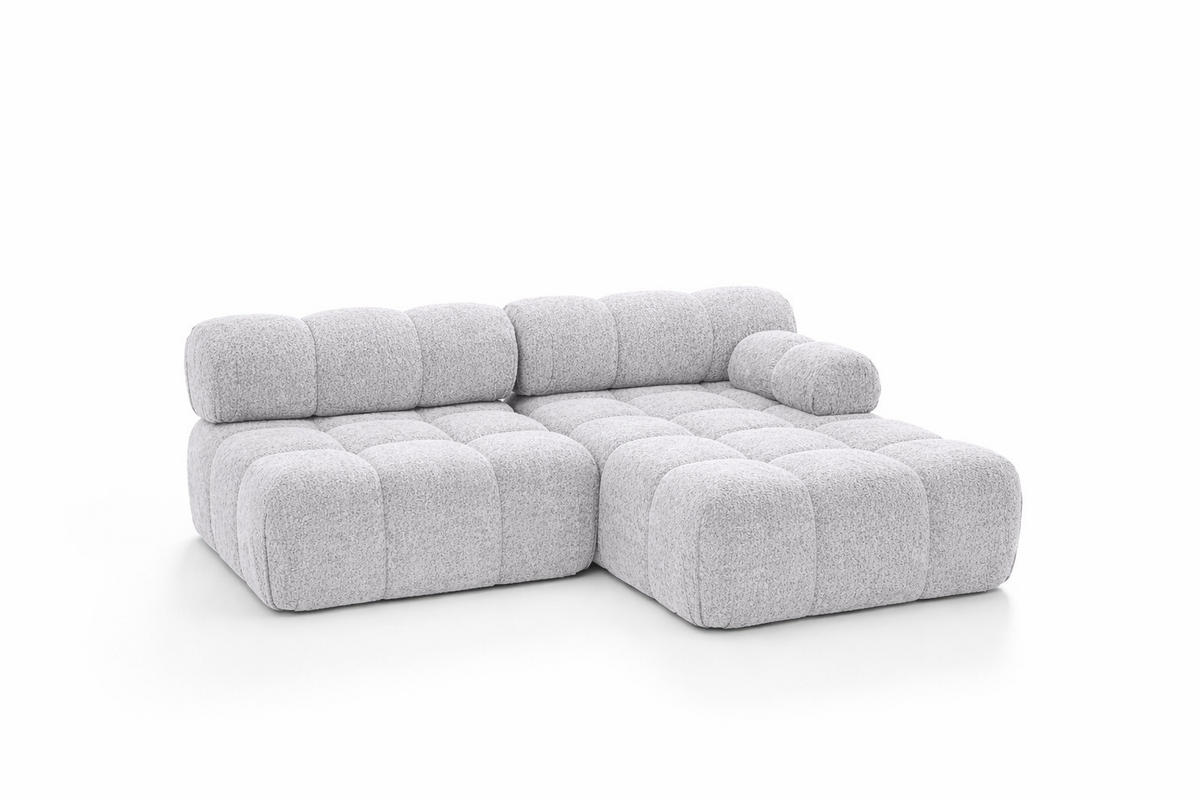 ECKSOFA L-Form Mini II Modular, Bouclé-Stoff Abriamo, Hellgrau, Rechts, Selia - Hellgrau, Holz (190/160cm) - Kaiser Möbel
