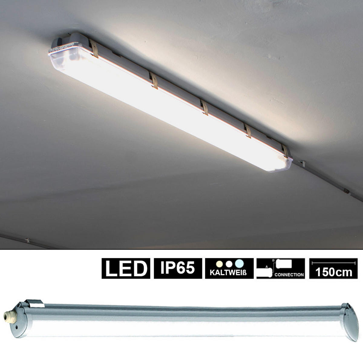 LED DECKENLEUCHTE Grau Metall - Grau, Kunststoff (150/6.5/5.8cm)
