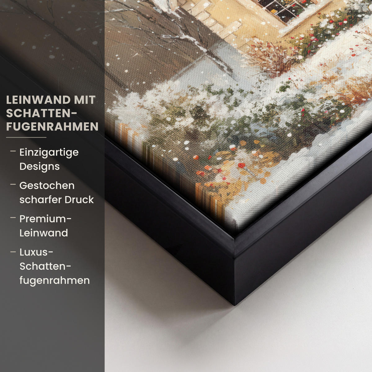 LEINWAND Bilder mit Rahmen - Weihnachten - Zuhause - Winter - Schnee - 30x20 - Creme, Textil (30/20cm) - MuchoWow