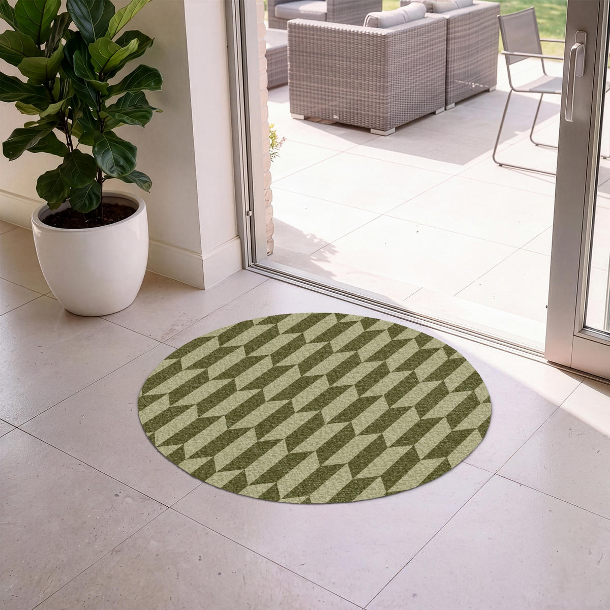 ROHOŽKA Vzor - abstraktní - zelená - letadla 90x90 cm - olivově zelená, textil/umělá hmota (90/0.4cm) - MuchoWow