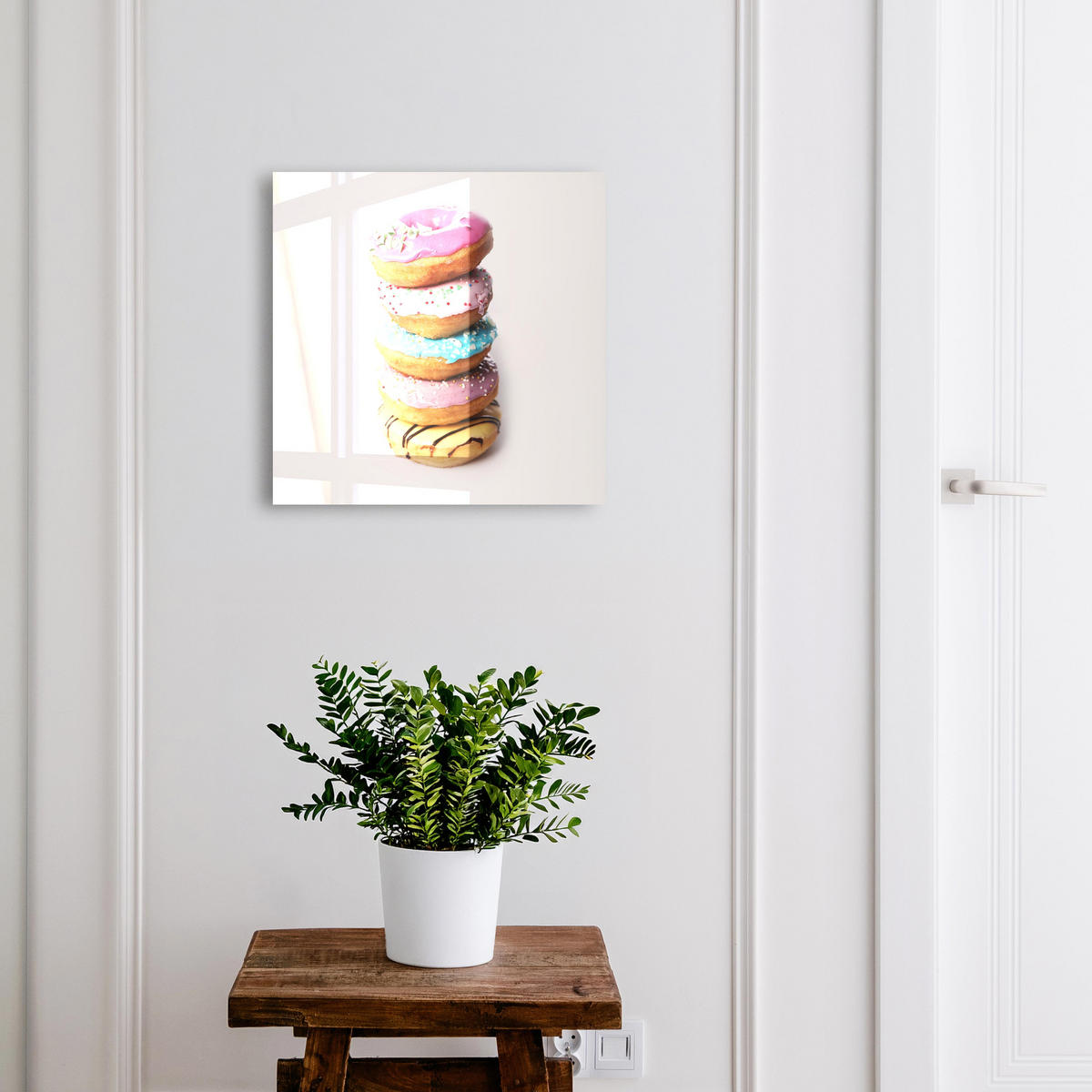 SCHLÜSSELBOX Schwarz 30x30 cm- Türöffnung nach rechts - Bunte Donuts - Pink, Metall (30/30/5cm) - TULUP