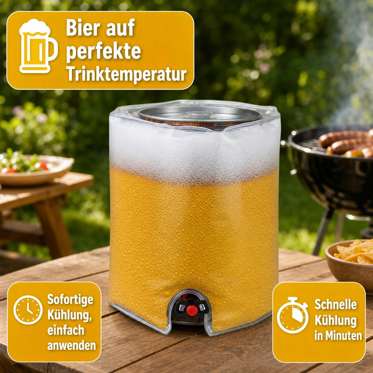 KÜHLMANSCHETTE für 5 Liter Fässer Bierfass - Transparent, Kunststoff (17/10/25cm) - ich-zapfe