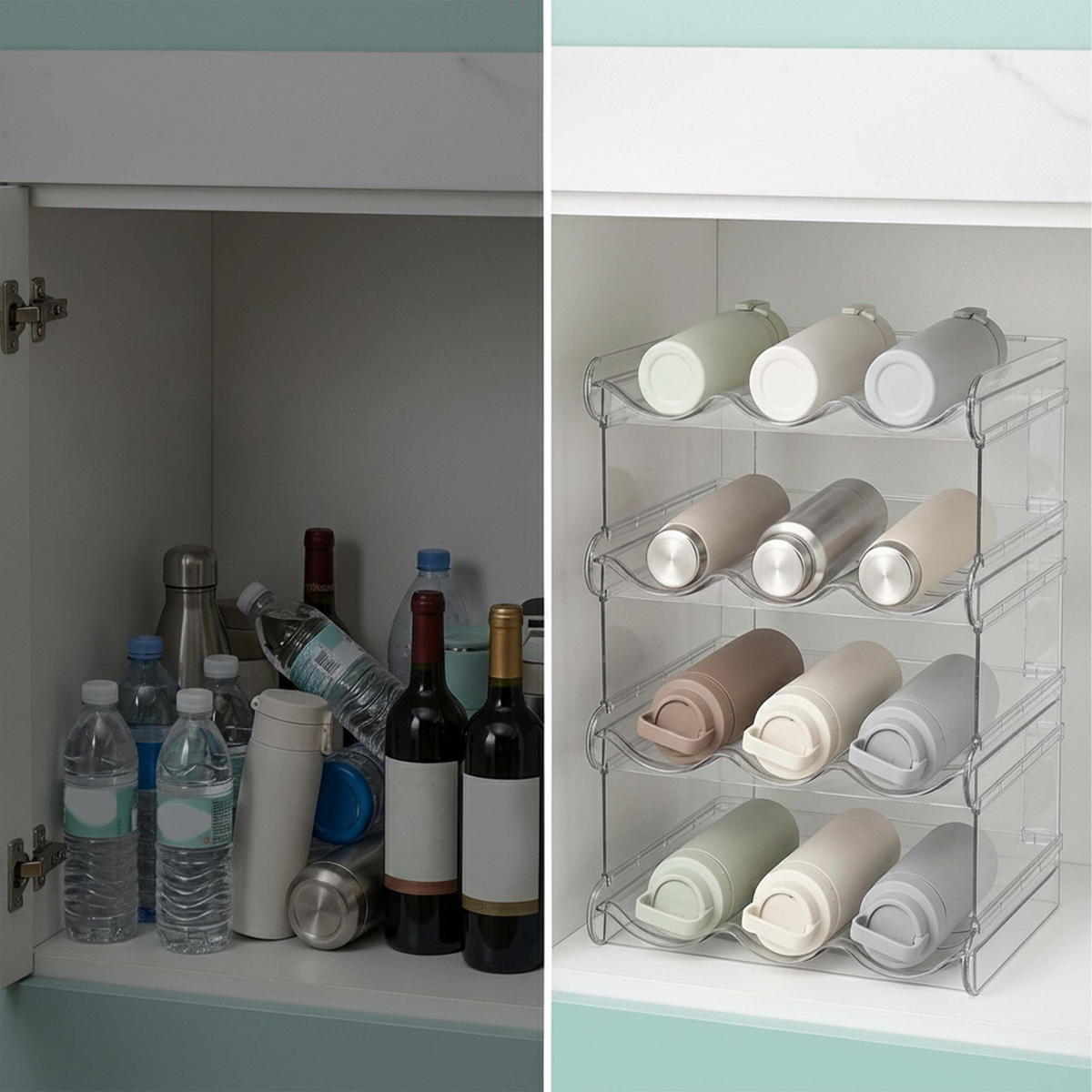 FLASCHENREGAL Transparent stapelbar Kunststoff PET 12 Flaschen - Transparent, Kunststoff (38.5/26/20cm) - Relaxdays