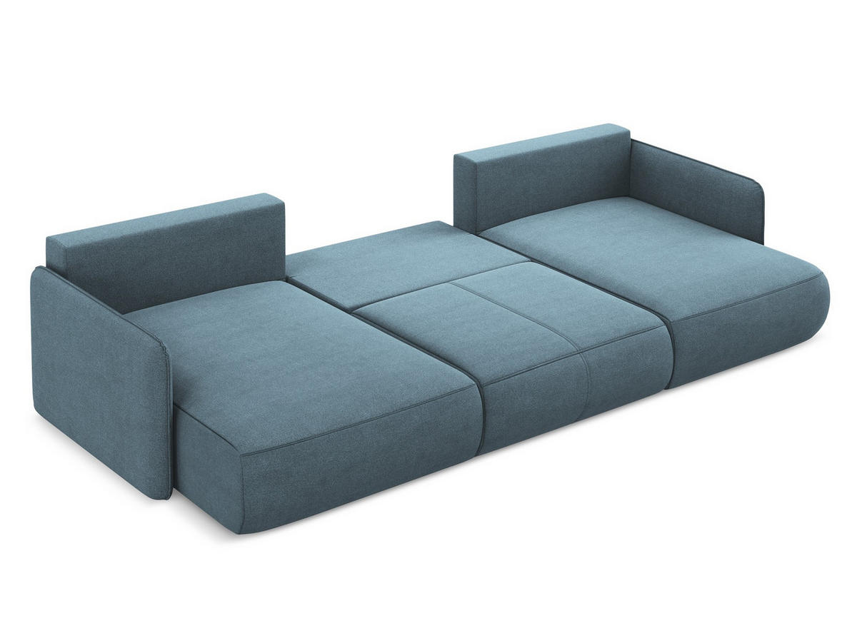 WOHNLANDSCHAFT Strukturstoff Stoff Blau - Blau/Schwarz, Kunststoff/Textil (290/86/148cm) - Makamii