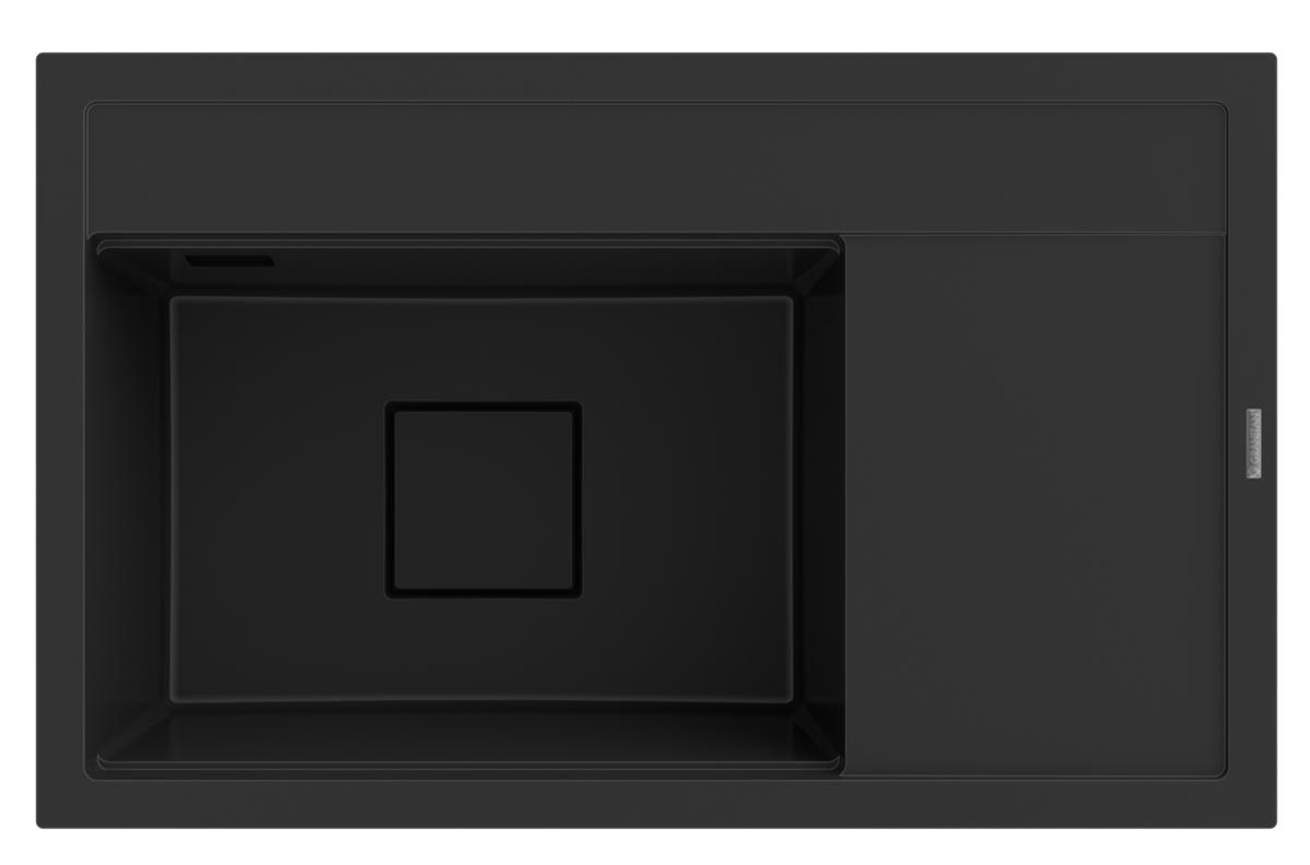 KÜCHENSPÜLE Rendo mit Siphone Batterie - Schwarz, Kunststoff/Stein (51/22/81cm) - Granitan
