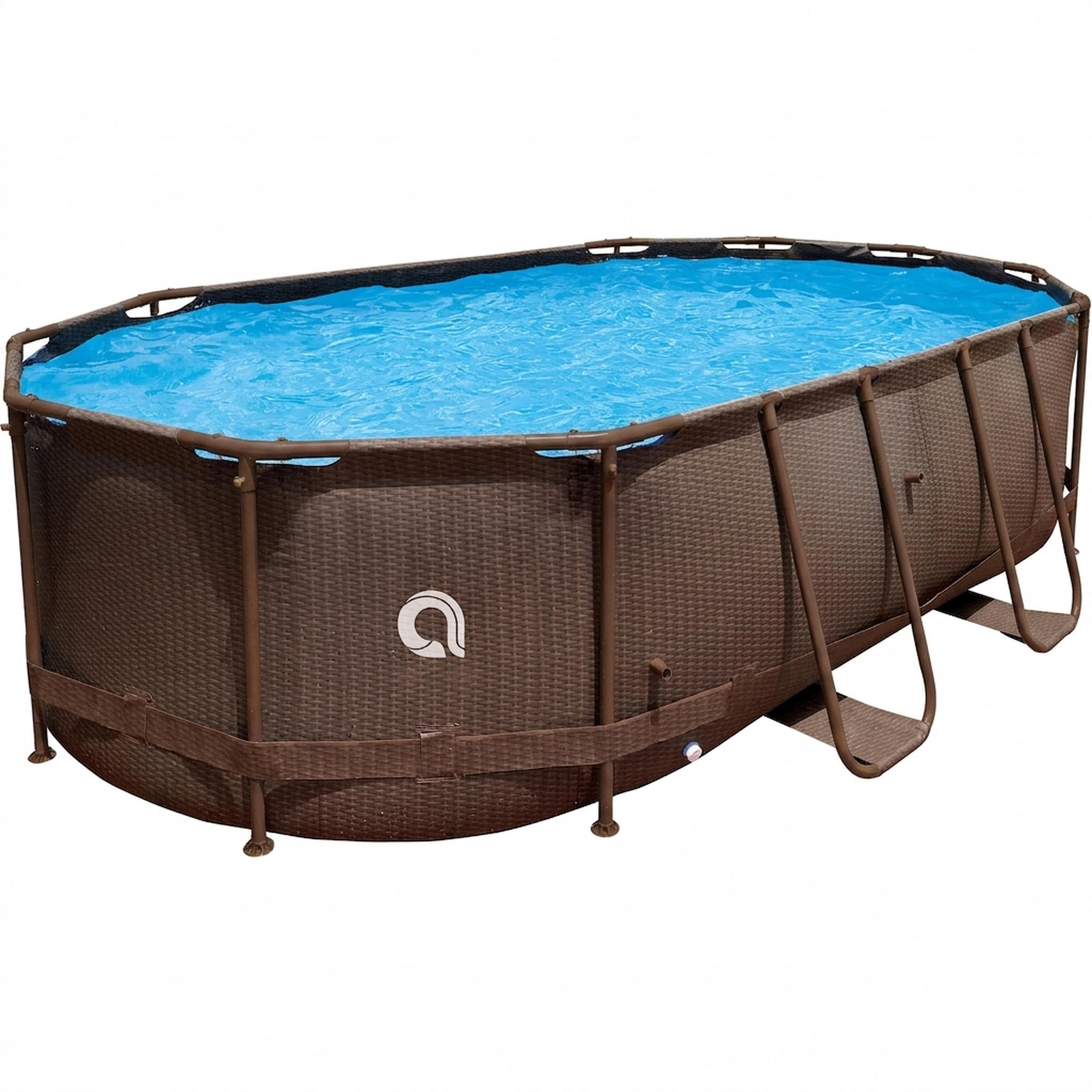 POOL Aufstellpool Framepool oval 427 x 275 x 100 cm braun ohne Filterpumpe - Braun, Kunststoff/Metall (275/100/427cm) - Avenli