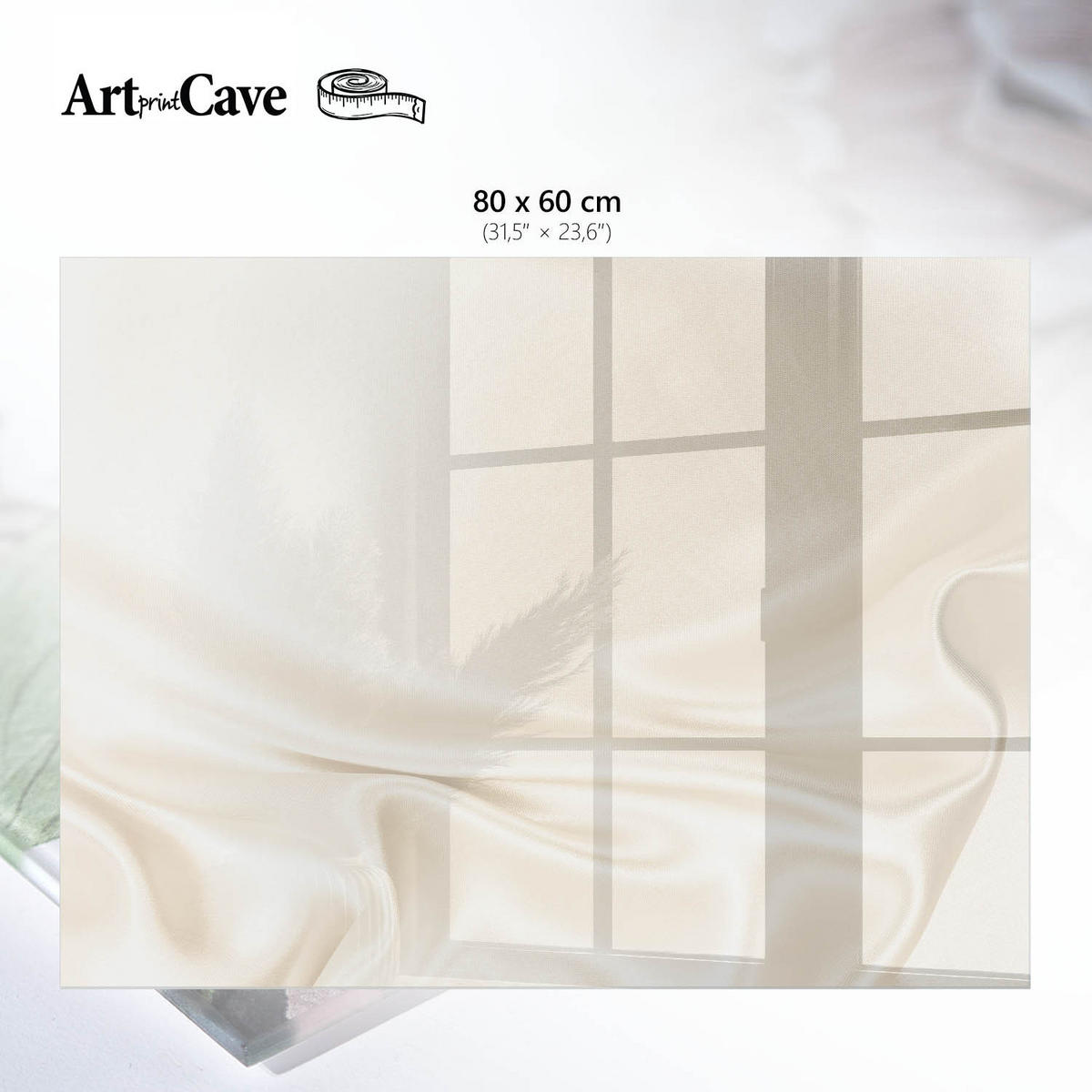 GLASPLATTE 80x60 cm – Cremige Wellen - Grau, Glas (0.4/80/60cm) - ArtPrintCave