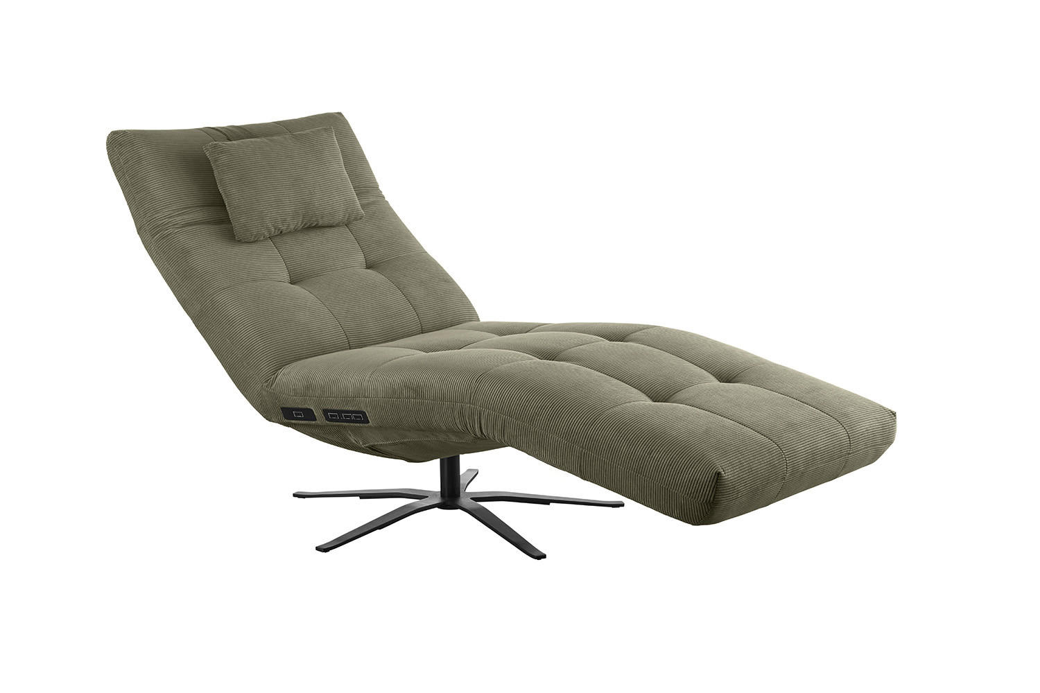 RELAXLIEGE LETICIA Grün Cord - Schwarz/Olivgrün, Textil/Metall (82/115/156cm) - KAWOLA