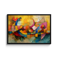 POSTER MIT RAHMEN Kunst - Abstrakt - Modern 90x60 cm - Gelb, Papier (90/60cm) - MuchoWow