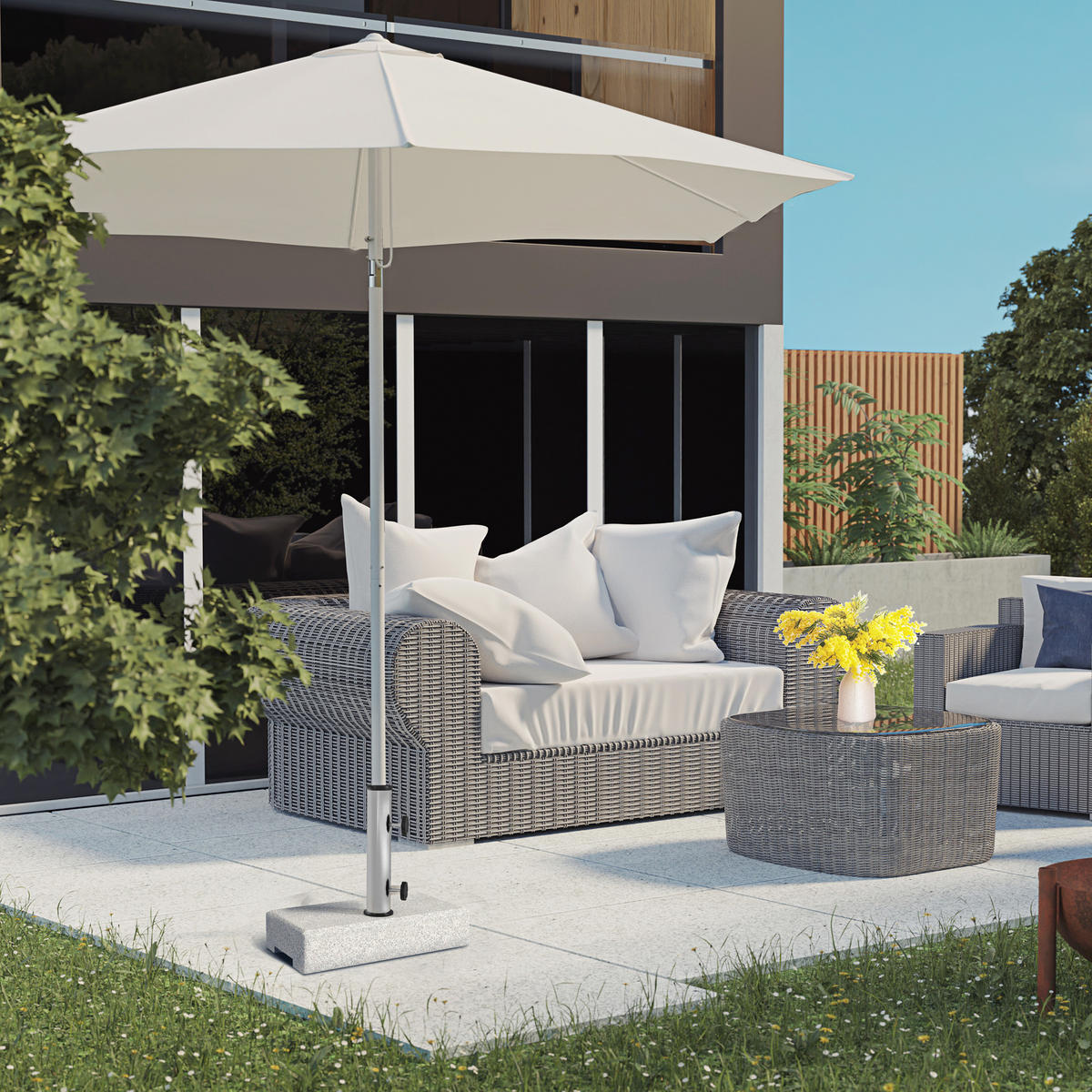 SONNENSCHIRMSTÄNDER, Granit, Grau - Grau, Stein (22.5/45cm) - Outsunny