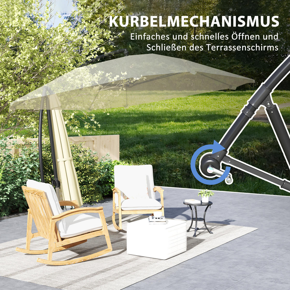 AMPELSCHIRM Alu Ø 260 cm - Beige, Metall (260/304cm) - Outsunny