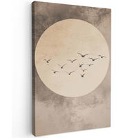 LEINWANDBILD Vogel - Beige - Japanisch 90x140 cm - Taupe, Textil (90/140cm) - MuchoWow