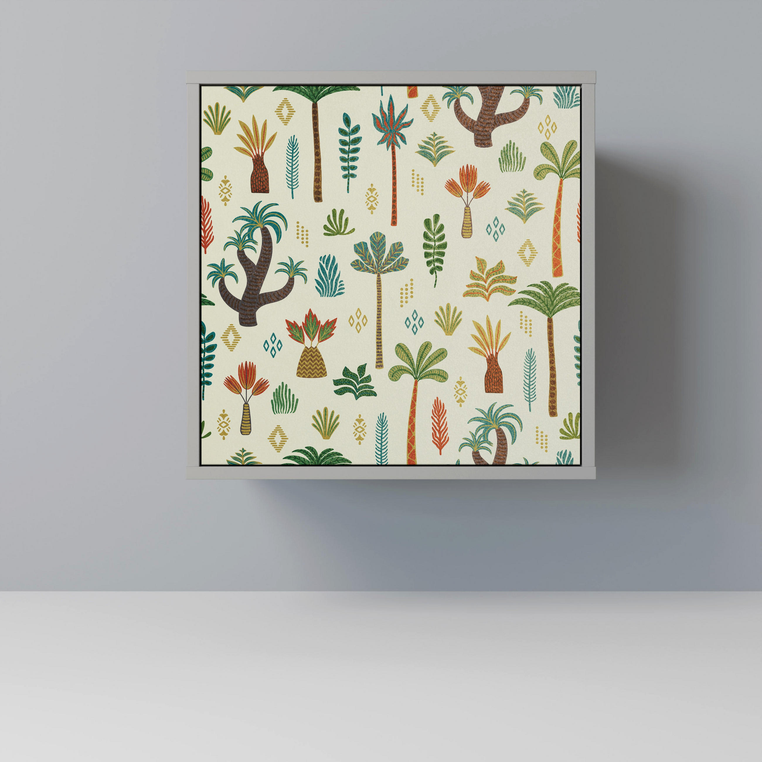 SIDEBOARD PALM SPRING, Grau, 57,5x42x57,5 cm, Ohne Füße - Multicolor/Grau, Holzwerkstoff (57.5/57.5/42cm) - SpaceRebels