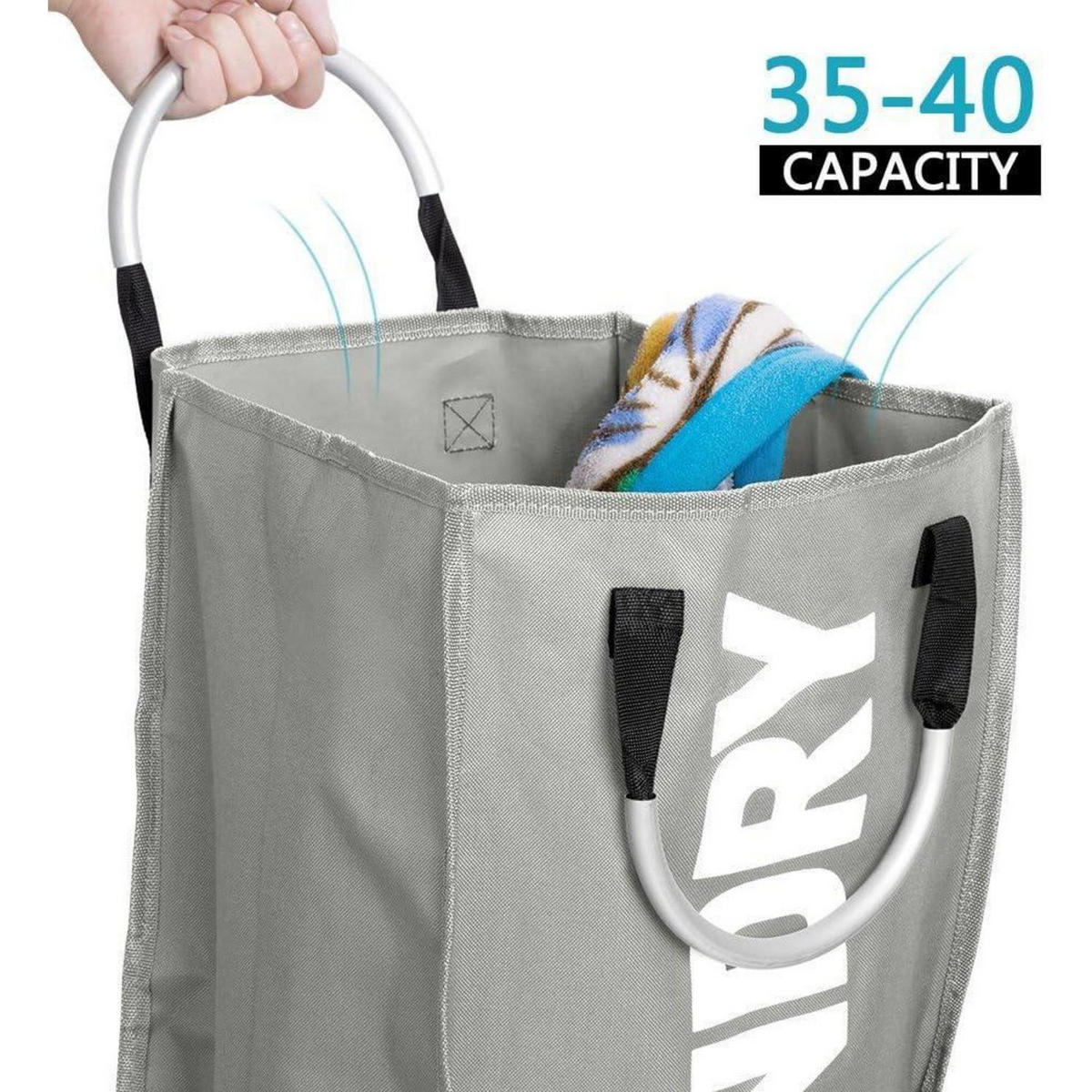WÄSCHEKORB faltbar 33x23x53 cm Grau - Grau, Textil (23/53/32cm)