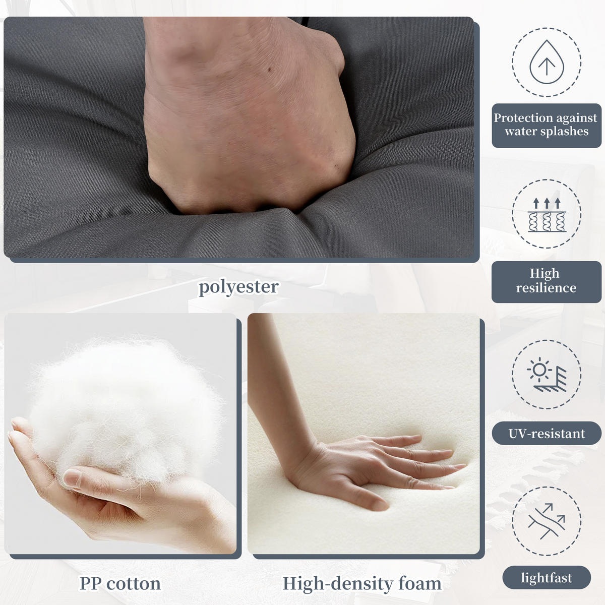 ESSGRUPPE 6-tlg. Grau 3er-Sofa 2 Einzelsofas 2 Hocker - Grau, Textil - FLIEKS