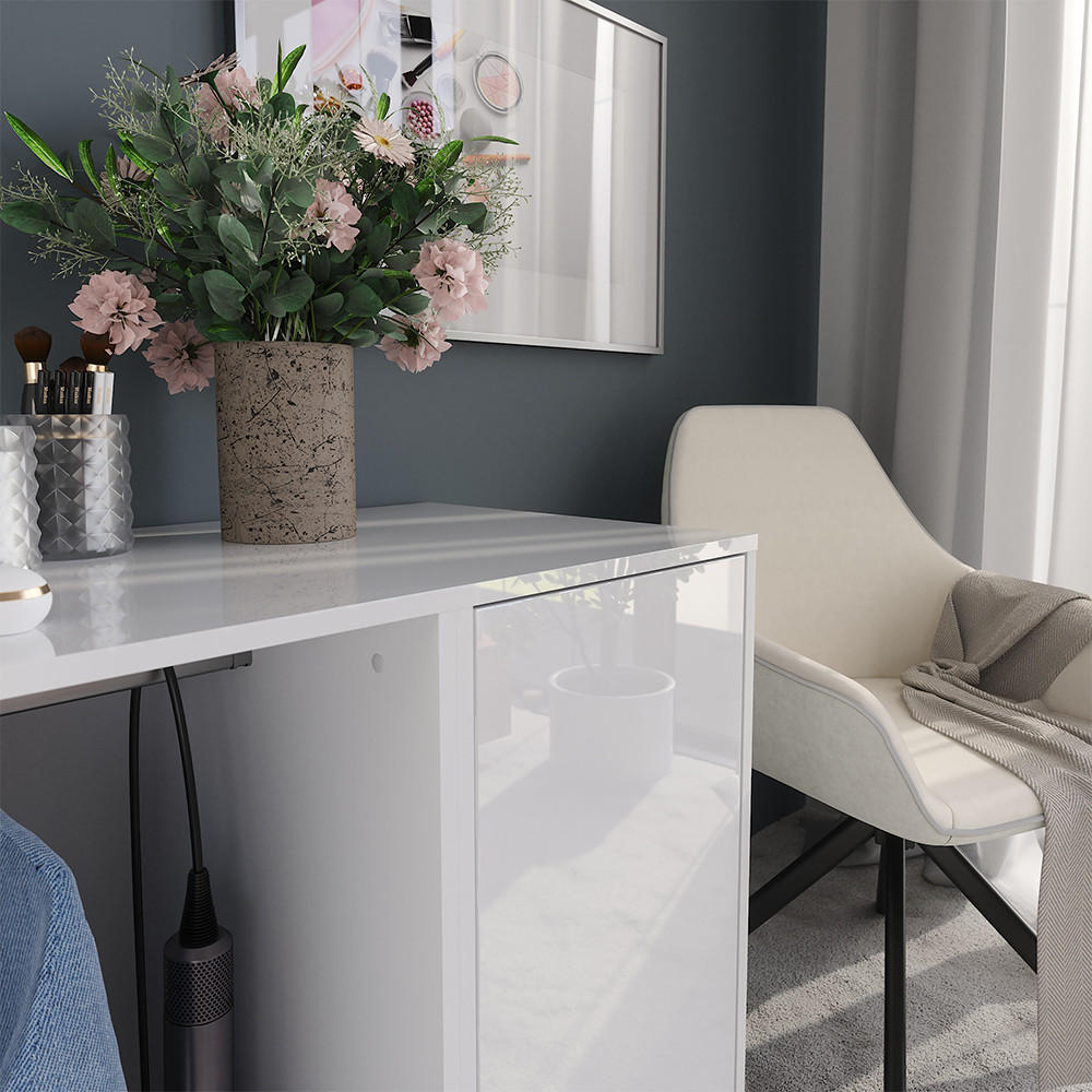 KOMMODE Sherry Weiß/Weiß Hochglanz 80.2 x 76 cm 2 Teile - Weiß Hochglanz, Holzwerkstoff (50.1cm) - Vicco