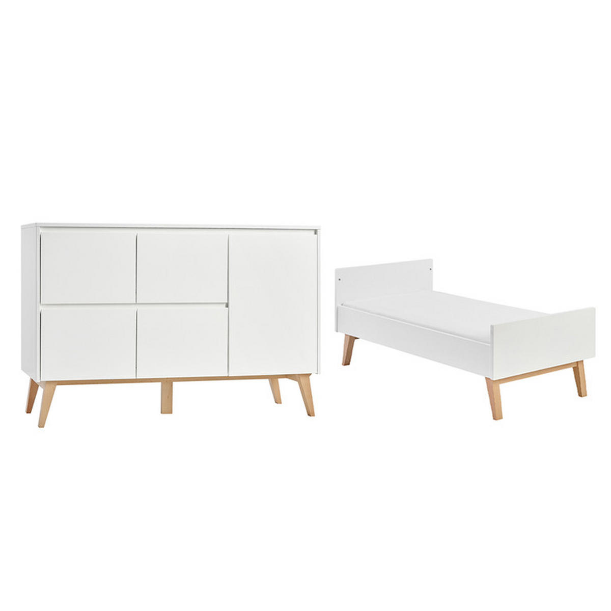 POKOJ PRO MIMINKO 2DÍLNÝ Bílá a dřevo - bílá, kompozitní dřevo (144/89/76cm) - Petits-meubles