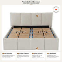 POLSTERBETT Dalas Beige 160 x 200 x 40 cm Stauraum Mit hochwertiger Matratze H3 (bis 120 kg) und Lattenrost - Beige, Holz (160/200cm) - Halmon Schlafkomfort Betten 