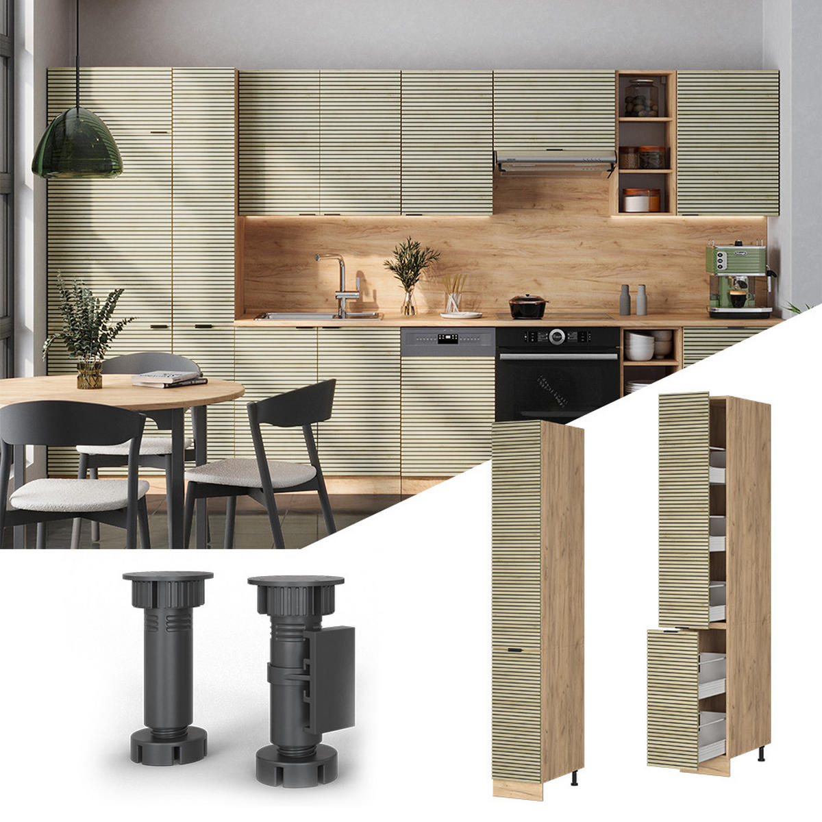 APOTHEKERSCHRANK Fame-Line Eiche Paneel 30 cm - Honigeiche/Hellbraun, Holzwerkstoff (30/206.8/58cm) - Vicco