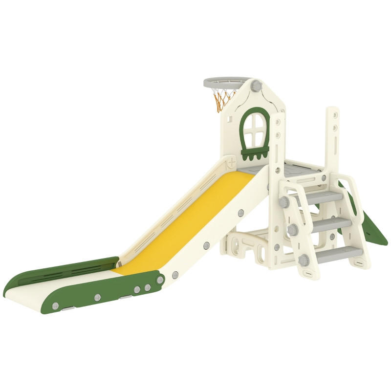 KINDERRUTSCHE 4-in-1 und Basketballkorb faltbar für 1–3 Jahre Cremeweiß - Ecru, Kunststoff (100/84/191cm) - Korfee