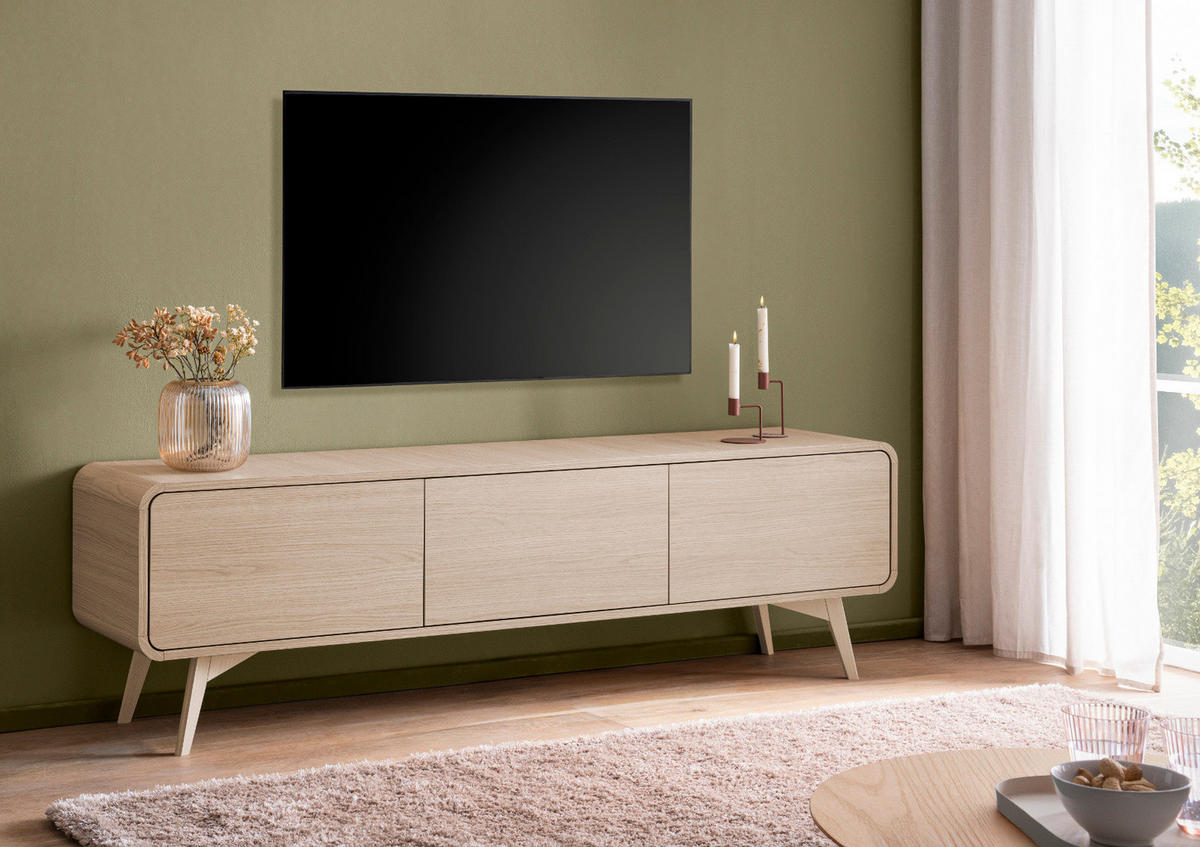 TV-LOWBOARD Eiche natur skandinavisch 180 cm, TV Unterteil mit Push-to-Open - Eichefarben, Holz/Holzwerkstoff (180/53/39cm) - Furn.Design