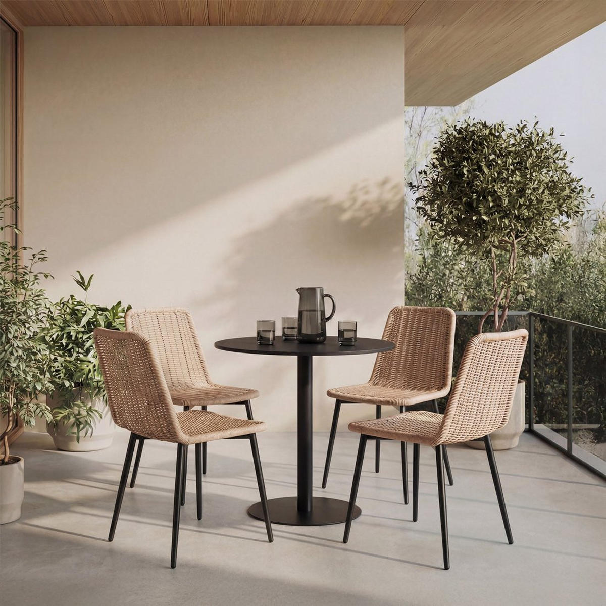 GARTENSTUHL Noah Natürlich 45 cm x 84 cm - Naturfarben, Kunststoff (45/84/56cm) - Klast Home