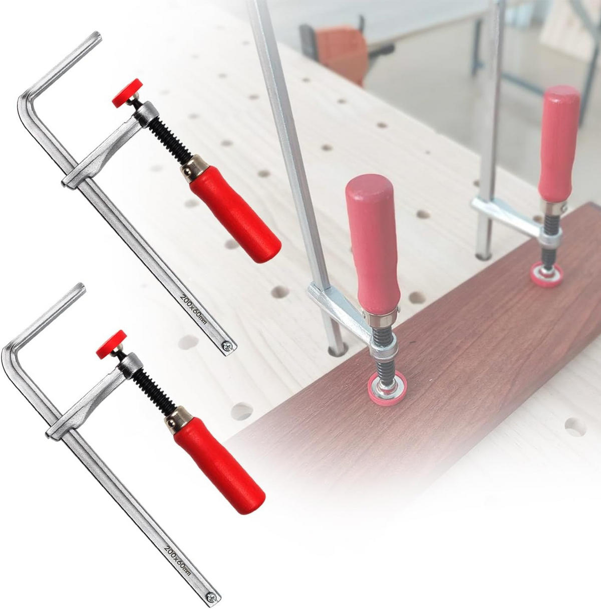 SCHNELLSPANNKLEMMEN – geeignet für Führungsschienen und MFT-Systeme – Spannweite 200 mm, Spannbereich 60 mm, 2er-Packung - Multicolor, Metall (25.3/9.4/1cm)